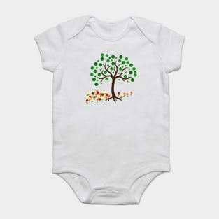 Recycle Tree and Flowers Baby Bodysuit
